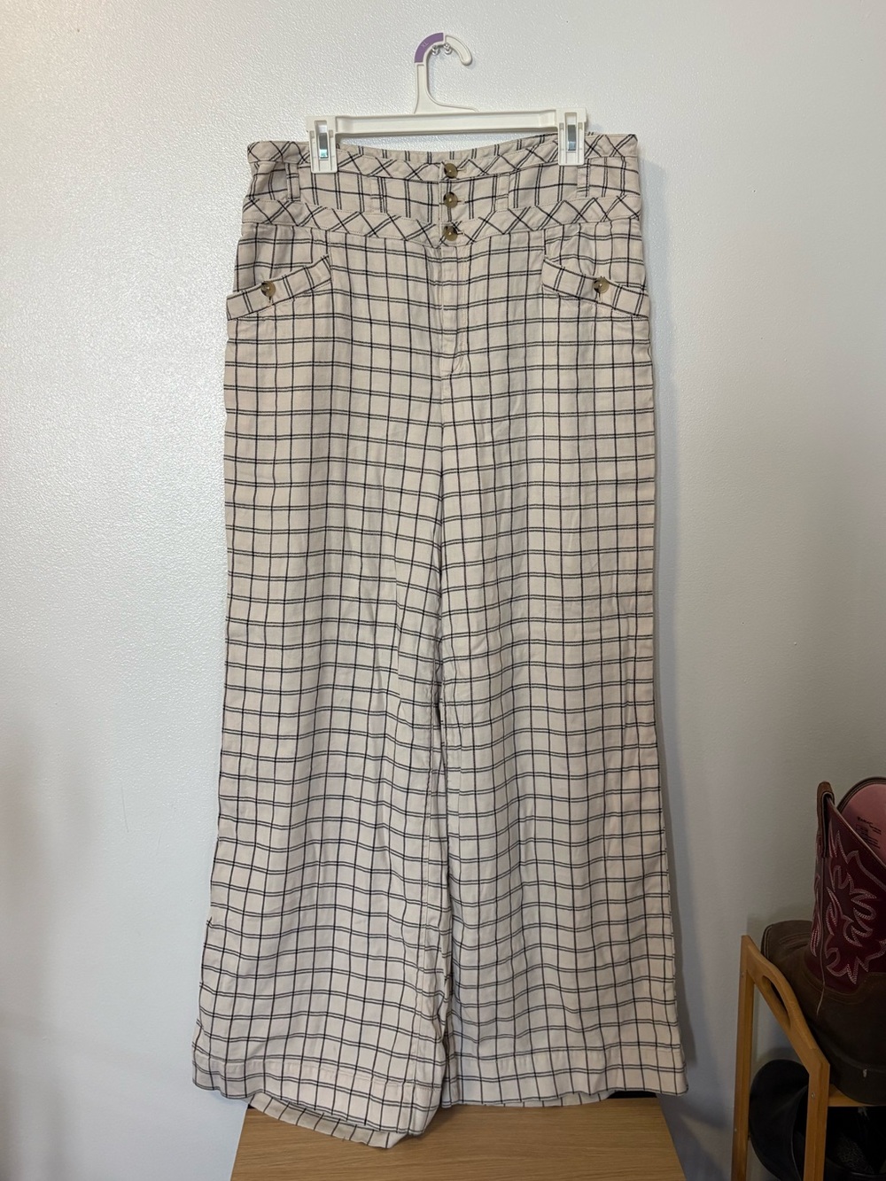 Anthropologie Wide Leg Plaid Pants